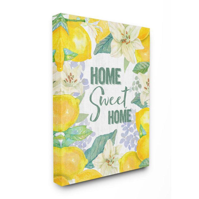 Home Sweet Home Floral Lemon Canvas Wall Art, 25 x 31