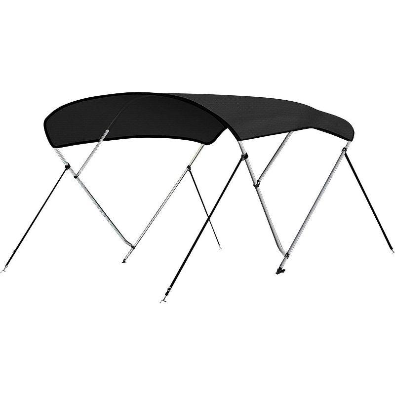 SereneLife 4 Bow Bimini Top Boat Cover - 96" x 61-66" x 54" - Gray