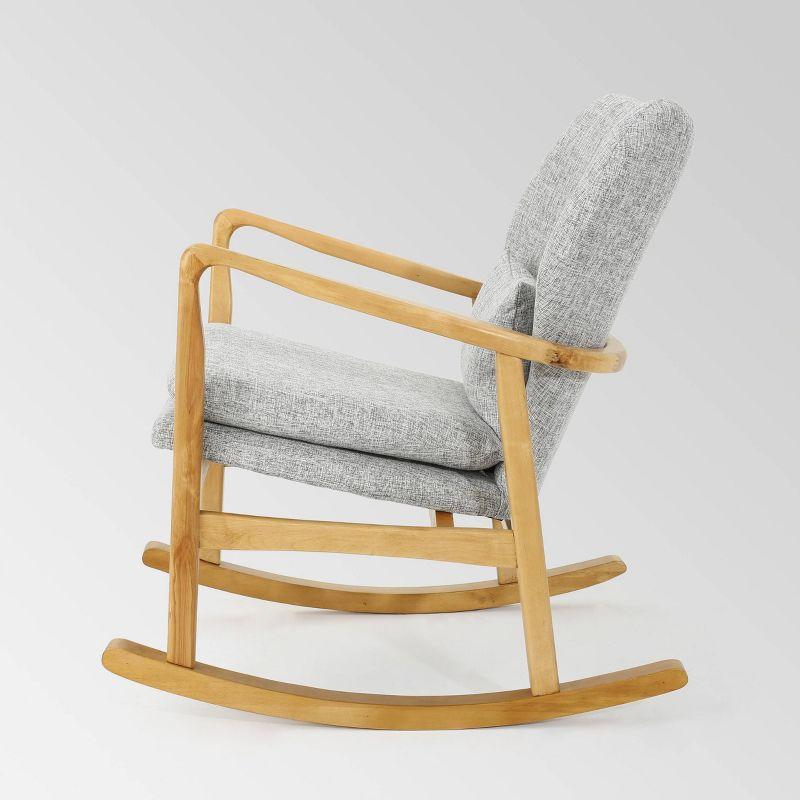 Benny Mid Century Modern Fabric Rocking Chair Light Gray: Birch Frame, Tufted Back - Christopher Knight Home