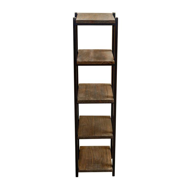 Pomona 4-Shelf Bath Storage Brown - Alaterre Furniture: Metal Frame, Lacquered Wood, Fixed Shelves