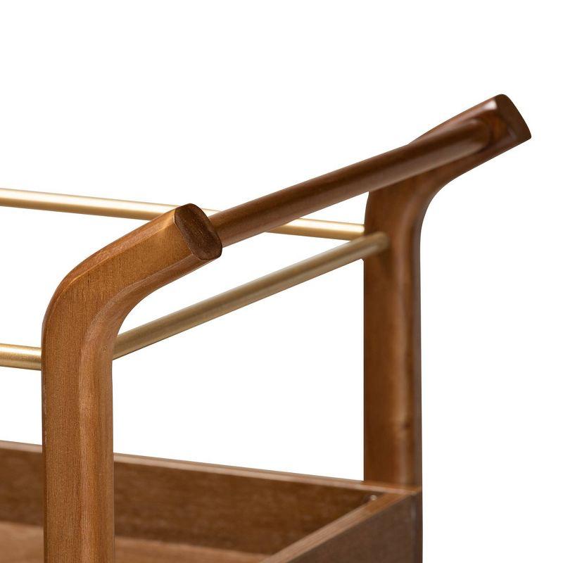 2 Tier Tahir Metal Mobile Bar Cart Brow/Gold - Baxton Studio