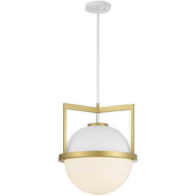 Savoy House Carlysle 1 - Light Pendant in  White/Warm Brass