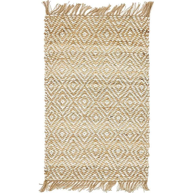 Natural Brown Rectangular Braided Jute Area Rug