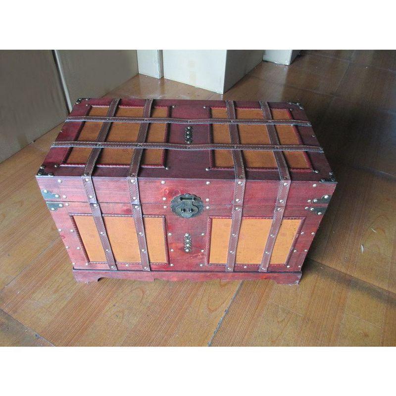 Vintiquewise Large Antique Style Steamer Trunk, Decorative Storage Box