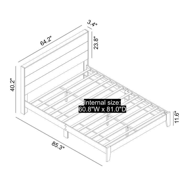 Weiss Oslo Oak Wood Frame Queen Platform Bed with Headboard