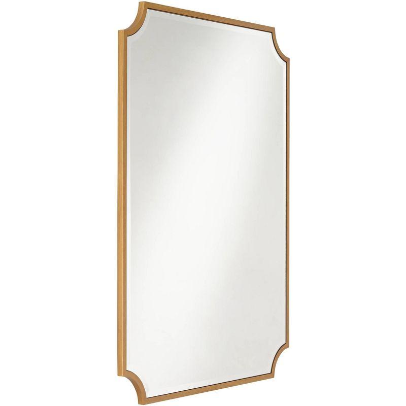 Noble Park Jacinda Rectangular Vanity Decorative Wall Mirror Modern Beveled Rounded Cut Edge Gold Frame 30" Wide for Bathroom Bedroom Living Room Home