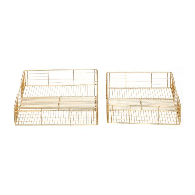 Set of 2 Metal Wire Tray Gold – CosmoLiving by Cosmopolitan: Iron Decorative Platters for Indoor Use, Not Food Safe