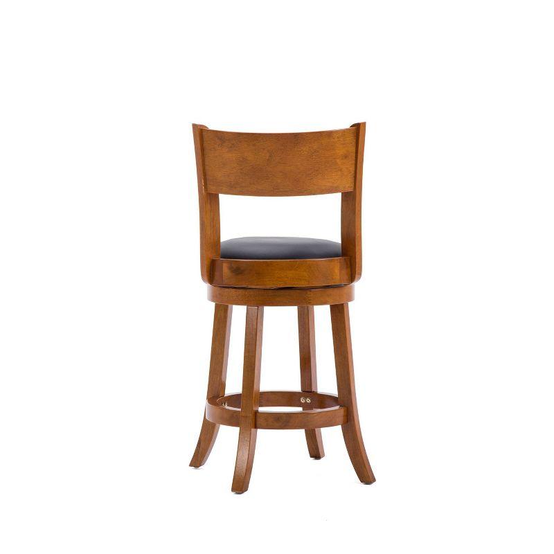 Palmetto 24" Fruitwood Swivel Counter Stool with Leather Cushion