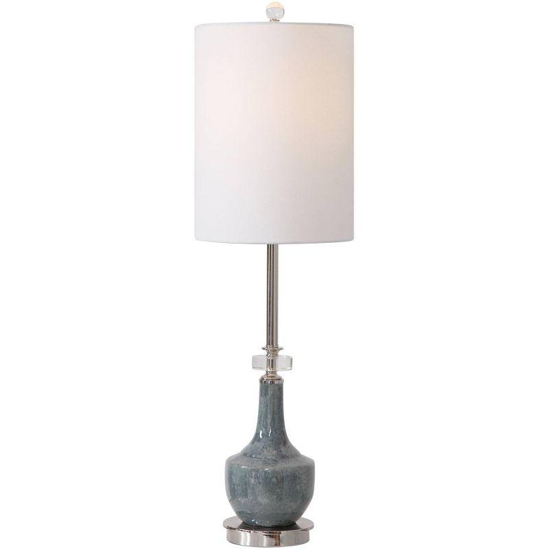 Piers Mottled Blue Ceramic & Polished Nickel Buffet Lamp