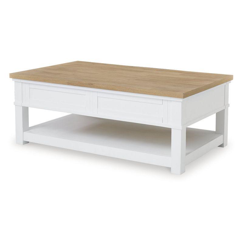 Signature Design by Ashley Ashbryn Rectangular 2 Drawer Coffee Table, White/Natural