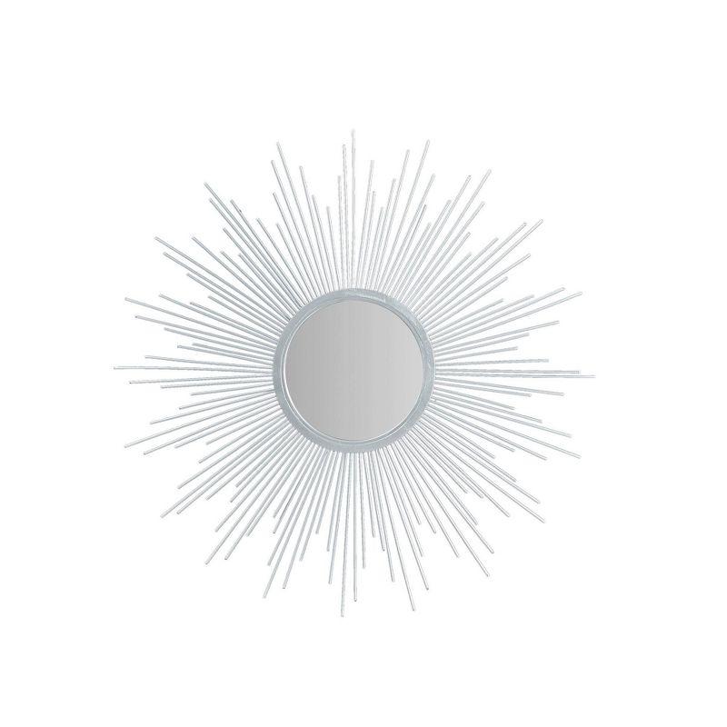 29.5" Round Dia Fiore Sunburst Decorative Wall Mirror Silver - Madison Park: Chic Luxe Metallic Flair