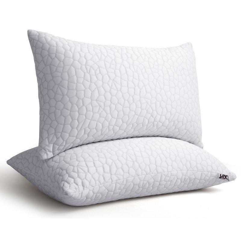 King Size White Shredded Memory Foam Back Sleeper Pillows