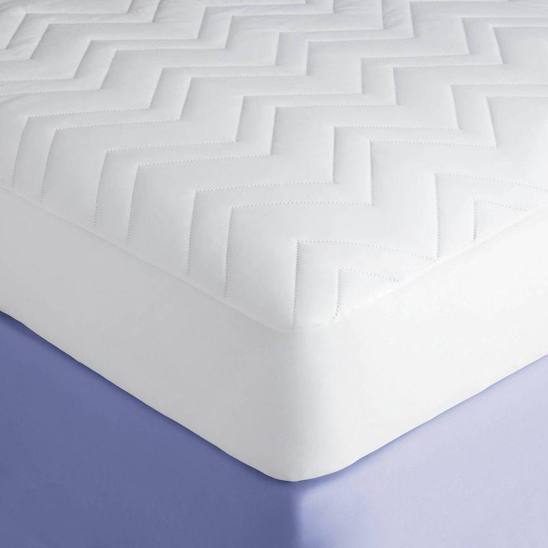 Queen Machine Washable Quilted Mattress Pad - Room Essentials™: Polyester Microfiber, STANDARD 100 by OEKO-TEX Certified