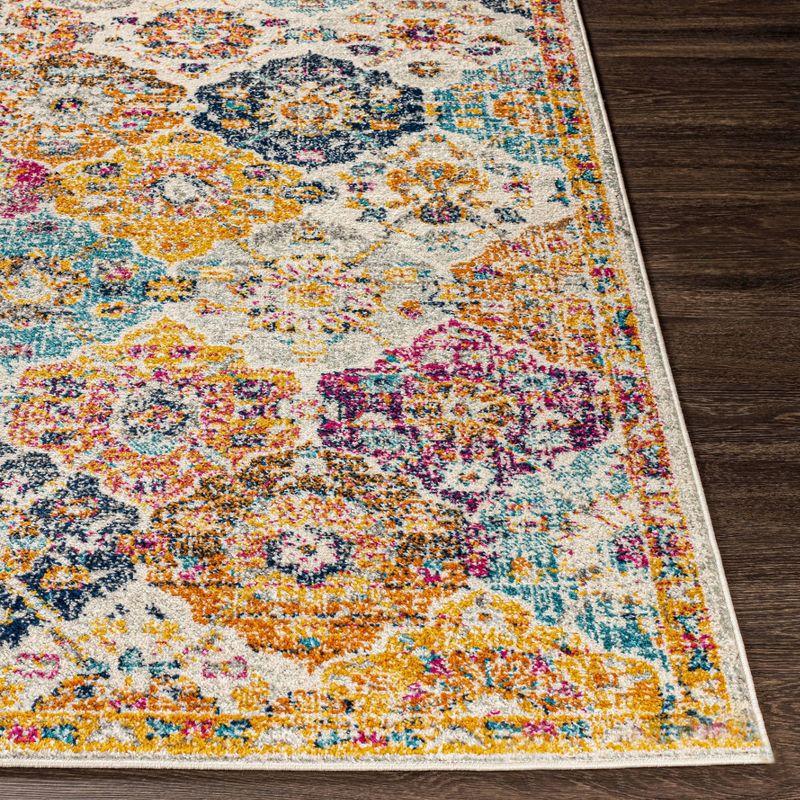 Bohemian Multicolor Floral Motif Rectangular Area Rug