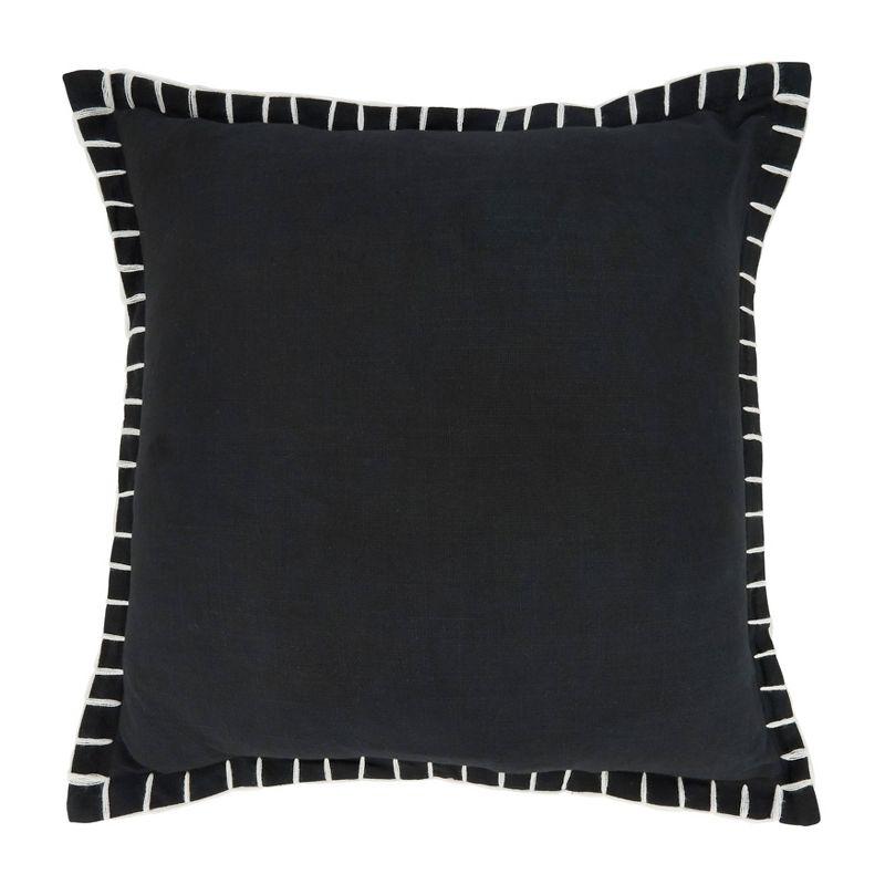 20"x20" Oversize Minimalist Chic Chunky Whip Stitch Poly Filled Square Throw Pillow Black - Saro Lifestyle: Indoor, Cotton, Zipper Closure