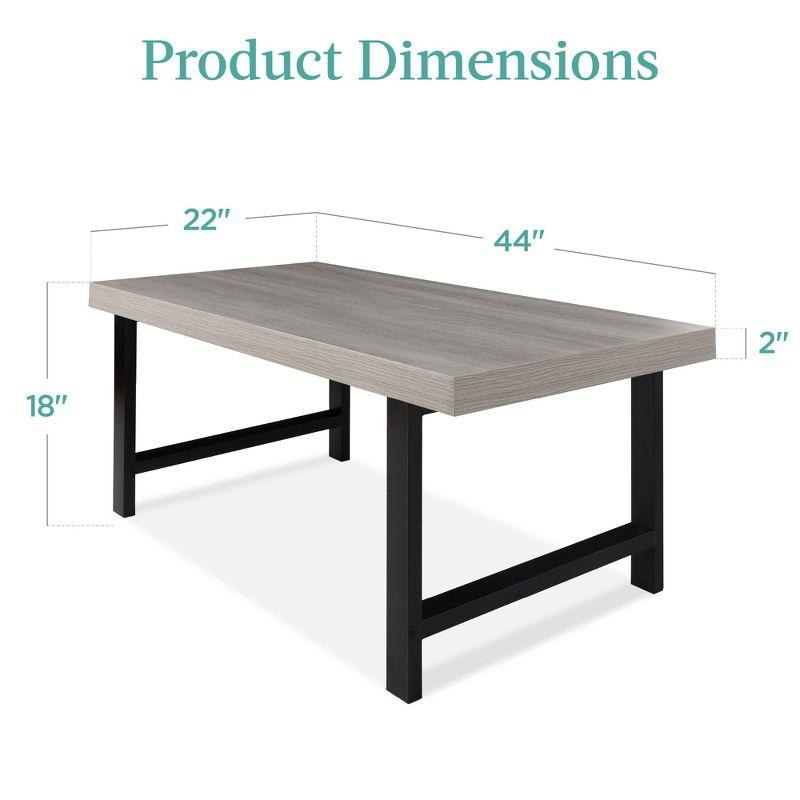Best Choice Products 44in Modern Butcher Block Top Coffee Table, Rectangular Wood Accent Table w/ Metal Legs - Gray