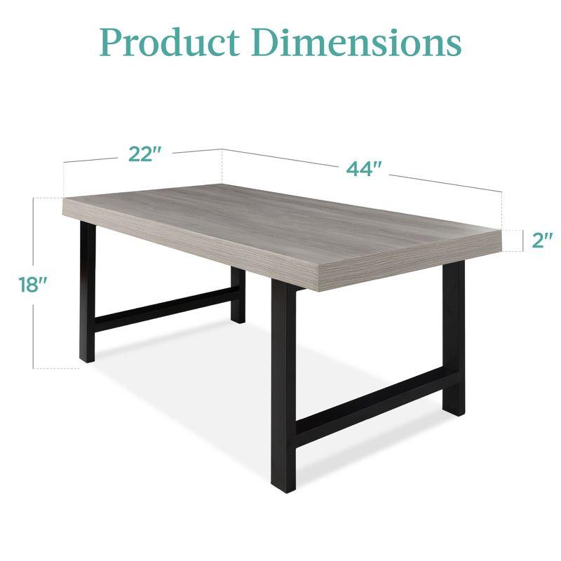 Best Choice Products 44in Modern Butcher Block Top Coffee Table, Rectangular Wood Accent Table w/ Metal Legs