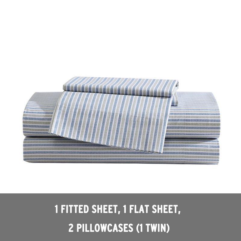 Eddie Bauer Ticking Stripe Navy Twin Sheet Set