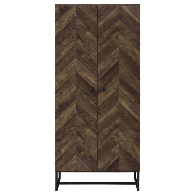 Coaster Carolyn Farmhouse 2 Door Wood Tall Cabinet Rustic Oak/Gunmetal