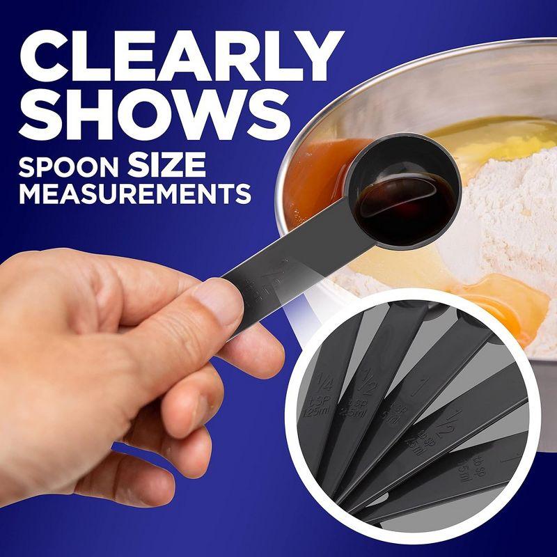NutriChef 5-Piece Plastic Measuring Spoons Set - Heavy Duty Round Shaped Classic Kitchen Measuring Spoon for Dry or Liquid Ingredients