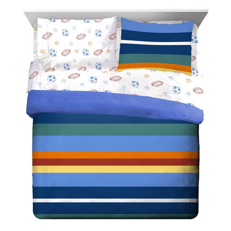 Saturday Park Vintage Stripe & Sports 100% Organic Cotton Queen Bed Set