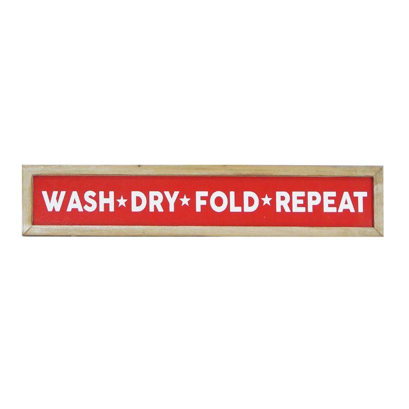 Red and Natural Wood Wash Dry Fold Repeat Sign