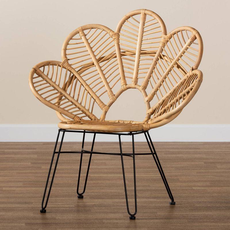 Garan Rattan and Metal Accent Chair Natural/Black - bali & pari: Handcrafted, No Assembly, Bohemian Style