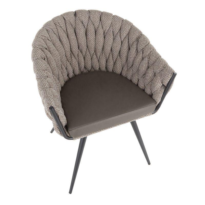 Gray Braided Faux Leather Accent Chair with Metal Legs