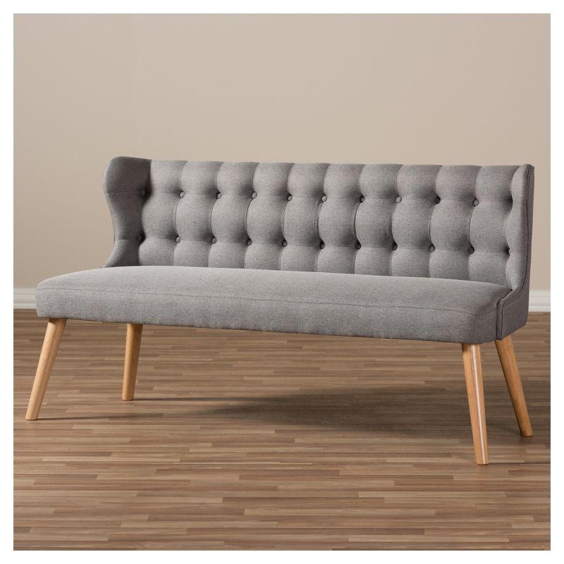 Melody Retro Brown Tufted Fabric 3-Seater Settee Bench