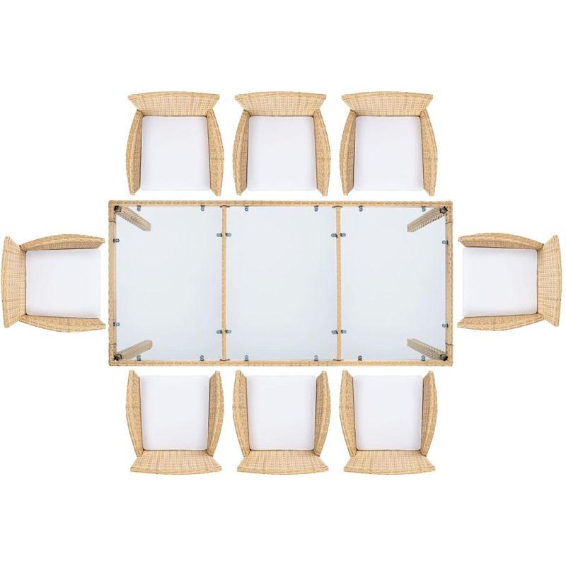 Safavieh Hailee 8 - Person Wicker Patio Dining Set with Rectangular Table , Cushions Included