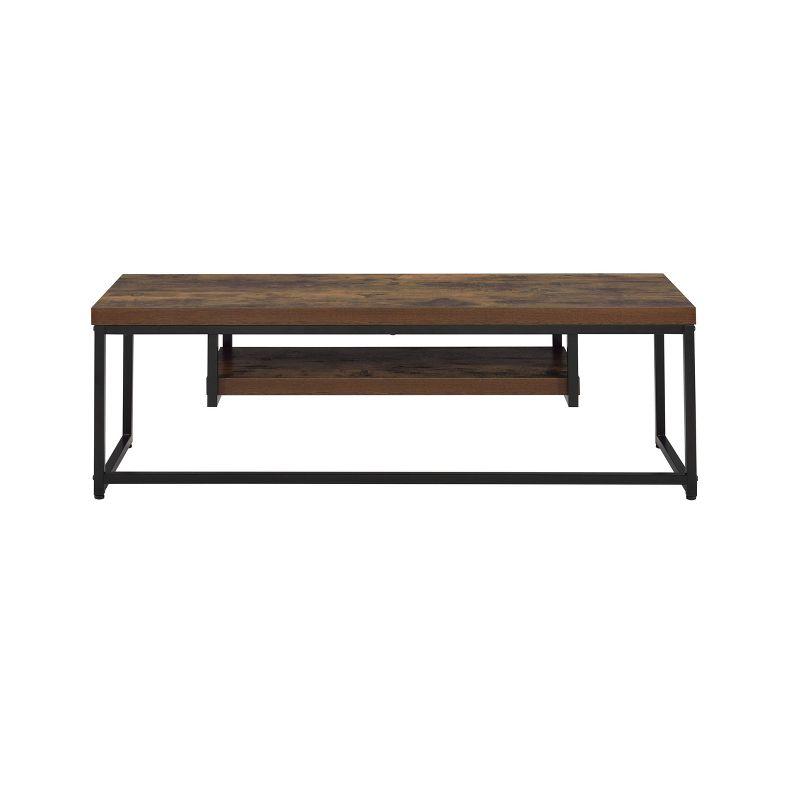 Sleek Weathered Oak and Black Metal TV Stand with Open Shelf