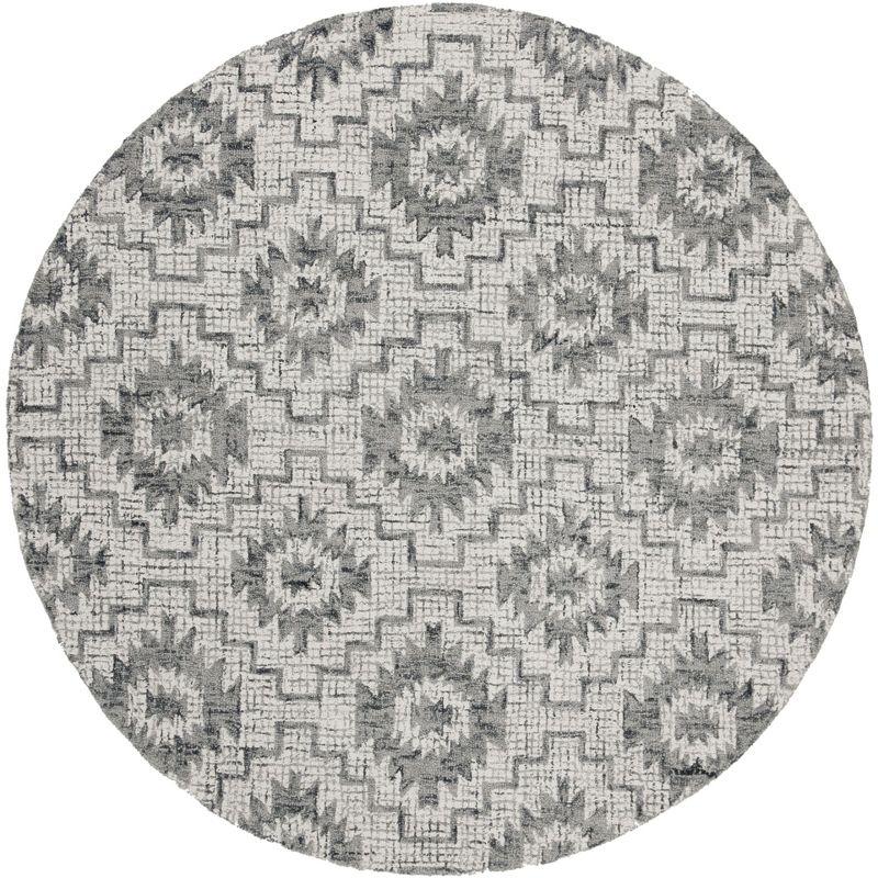 Abstract ABT202 Handmade Indoor Area Rug - Ivory/Dark Grey - 6' Round - Safavieh