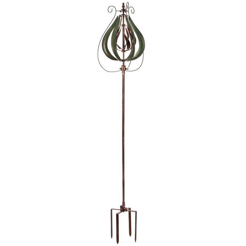 Copper and Verdigris Tulip Misting Wind Spinner with Helix Design