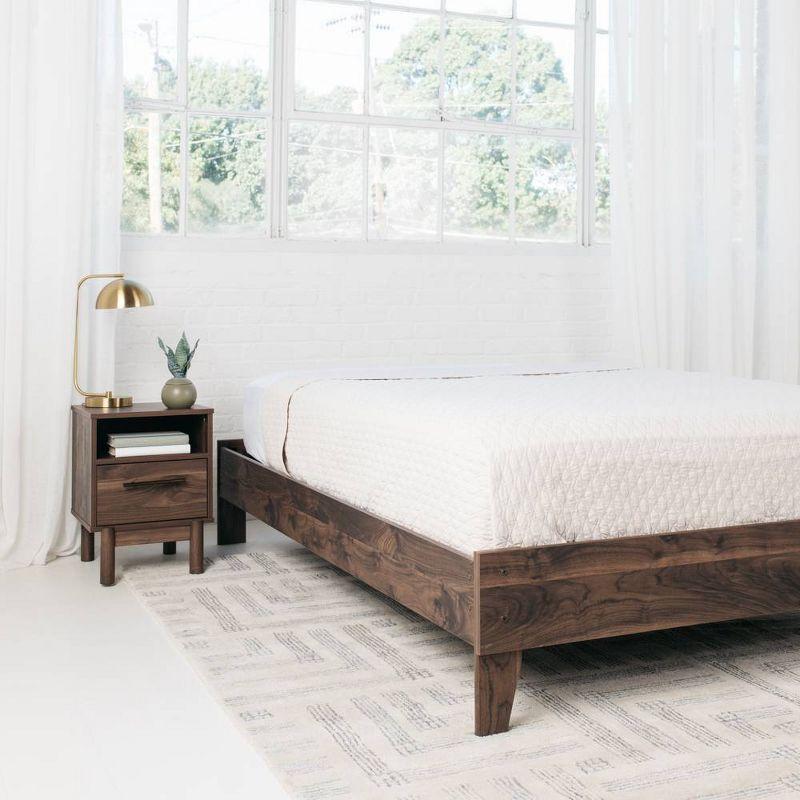 Chic Sophistication Queen Platform Bed with Wood Headboard, Mocha