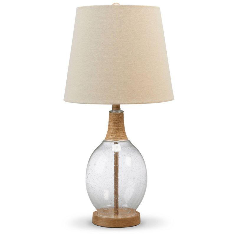 Signature Design by Ashley (Set of 2) Clayleigh Table Lamps Clear/Brown: Seeded Glass, Rope Detail, UL Listed