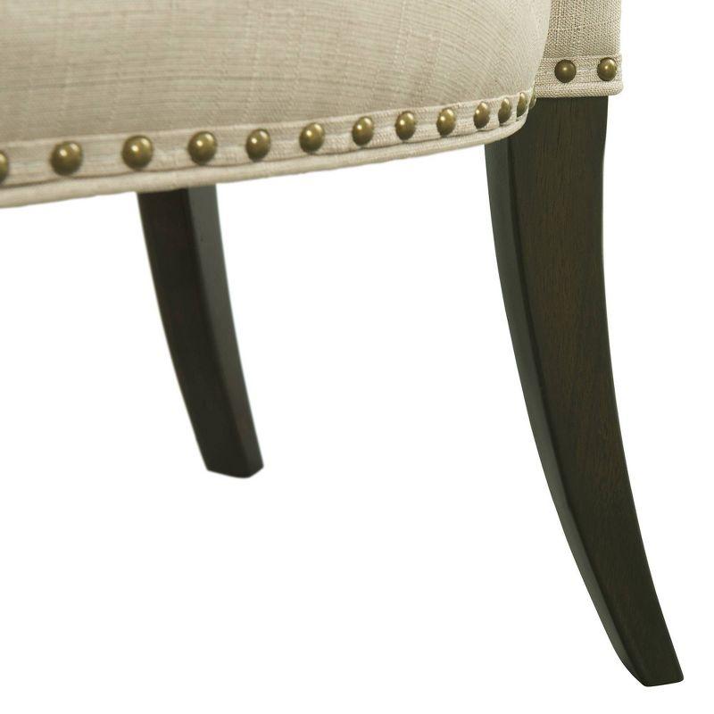 Set of 2 Savoy Upholstered Dining Armless Chairs Cream - Alaterre Furniture: Faux Leather, Nailhead Detail, Rubberwood Frame