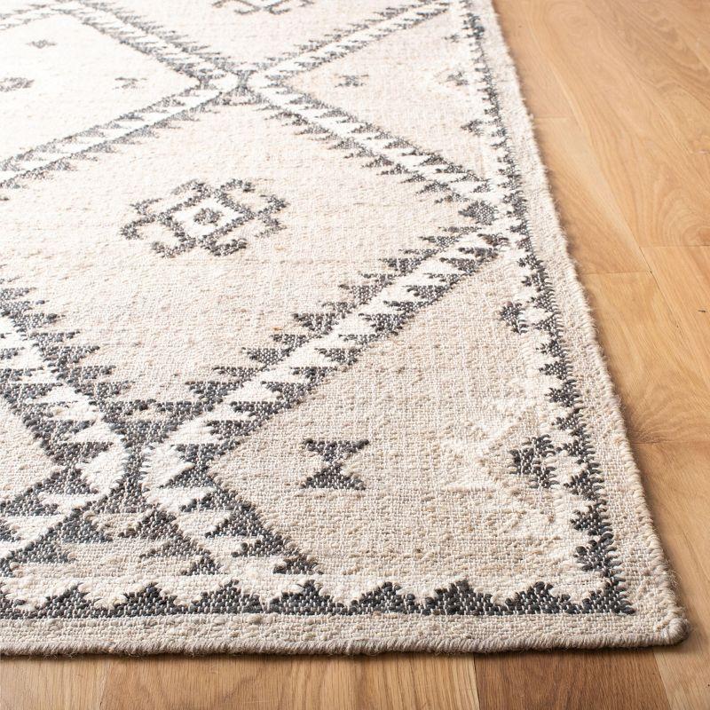 Handmade Gray Flat Woven Square Cotton Area Rug