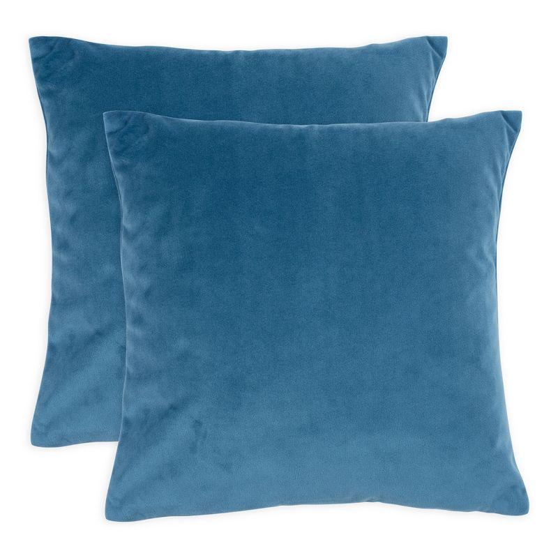 Blue Velvet 12" x 12" Euro Pillow Covers Set