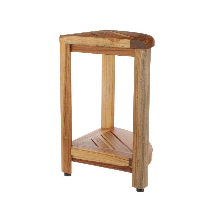 12" SnazzyCorner ED980 Wide Teak Shower Bench with Shelf - EcoDecors
