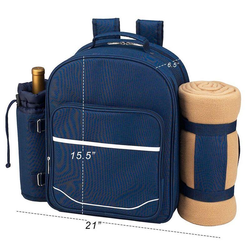 Navy Blue Polycanvas Picnic Backpack with Blanket and Cooler