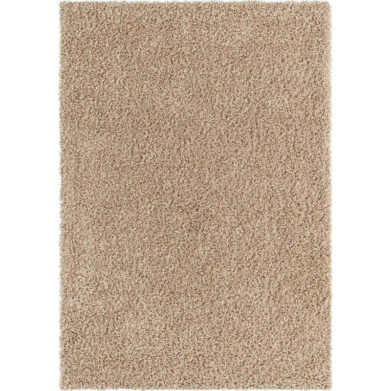 Luxurious Blue Shag 4' x 6' Rectangular Easy-Care Area Rug