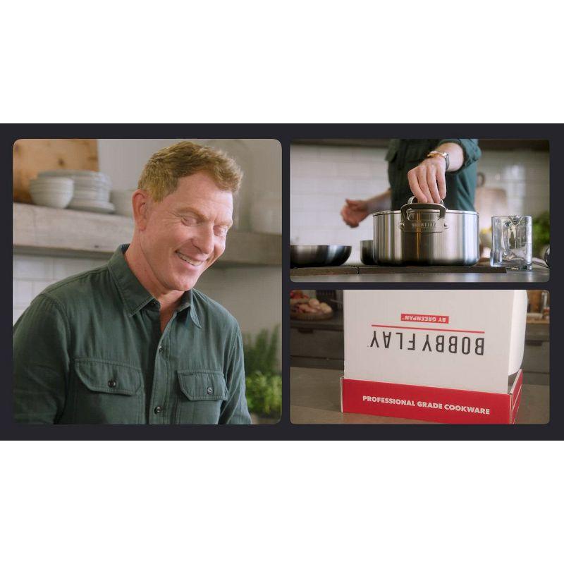 Bobby Flay 2.54qt Ceramic Nonstick Aluminum Sauce Pan with Lid Cream: Dishwasher-Safe, Lifetime Warranty, PTFE & PFOA Free