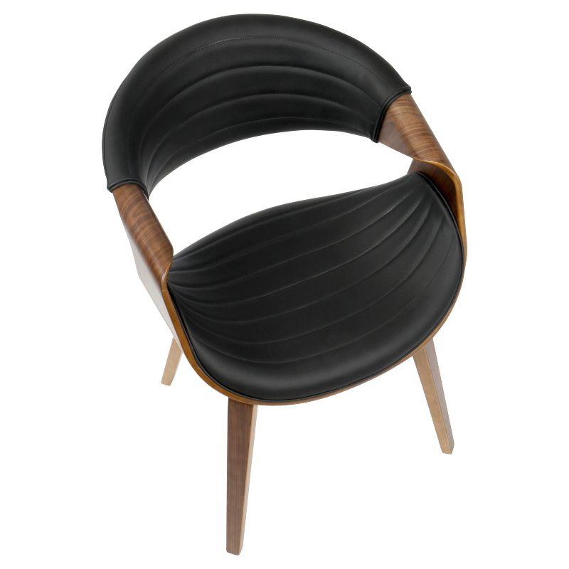 LumiSource Symphony Mid Century Modern Dining/Accent Chair Black: Upholstered, Wood Frame, Faux Leather