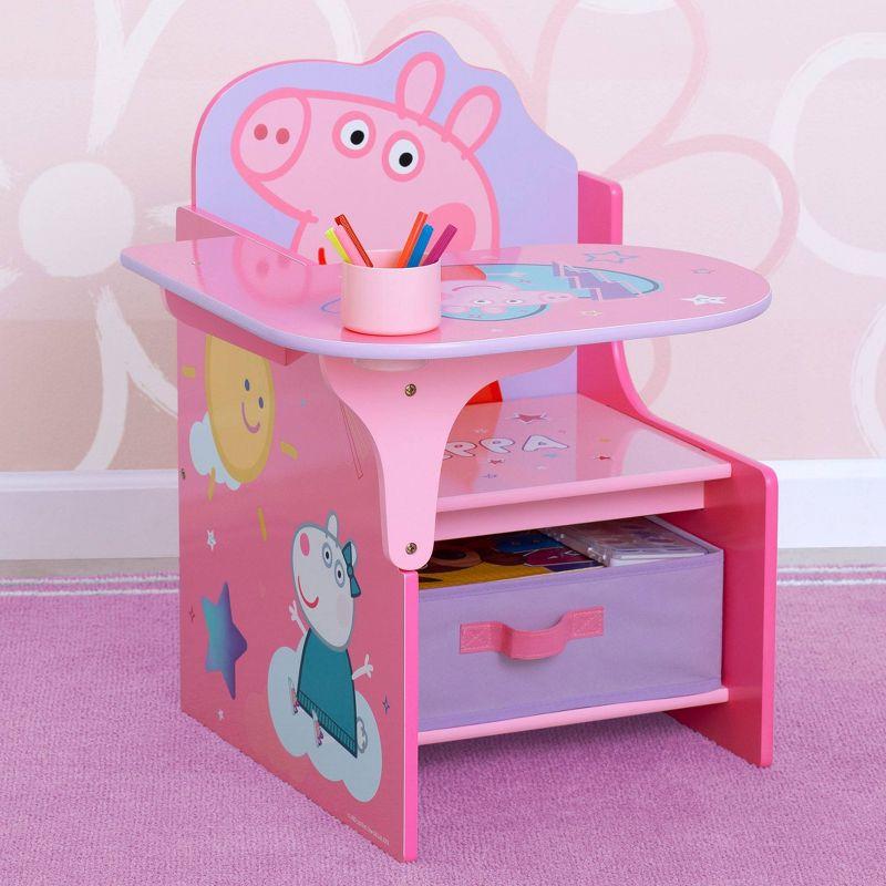 Peppa Pig Kids' Pink Wood Chair Desk with Storage Bin