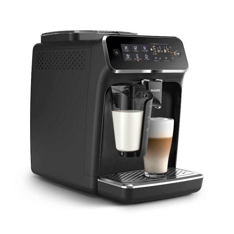 Sleek Black Fully Automatic Espresso Machine with LatteGo & Iced Coffee