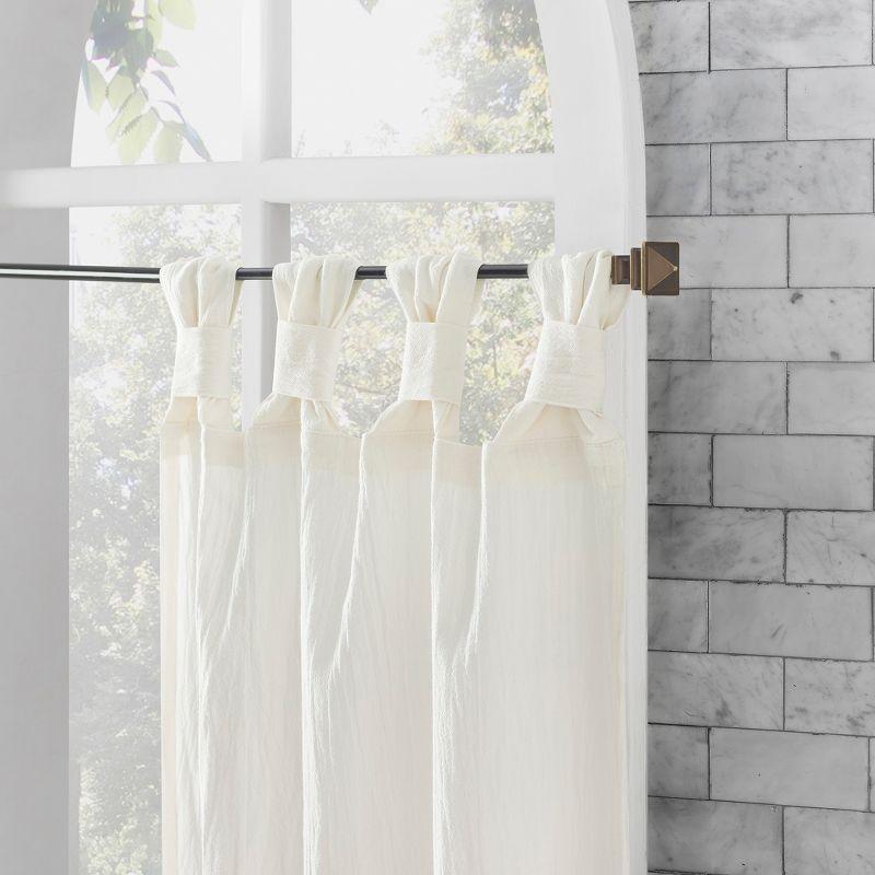 2pc 52"x36" Archaeo Washed Cotton Twist Tab Cafe Curtain Tier Pair Ivory: Kitchen Curtains, 36 Inch, Solid Off-White