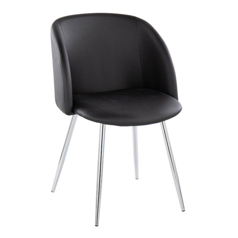 Set of 2 Fran Dining Chairs Chrome/Black - LumiSource: Upholstered, Metal Legs, Contemporary Style