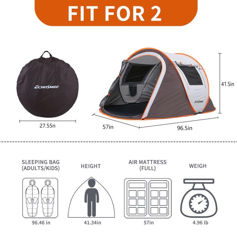 EchoSmile 2-Person Pop Up Camping Tent