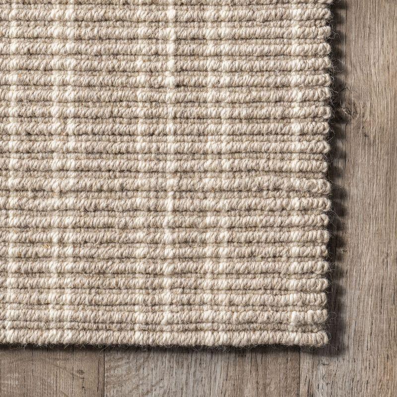 Nuloom Jolinn Striped 5x8 Wool Jute Indoor Area Rug for Dining Room Rug Neutral Rug Living Room Rug Kitchen, Natural/Ivory