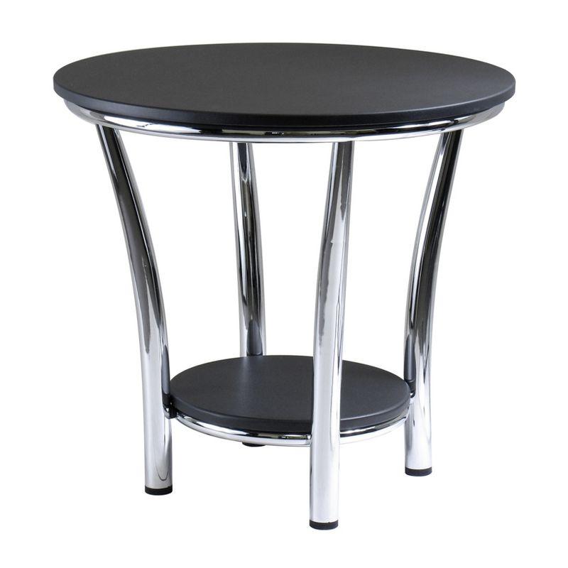 Contemporary Glam Maya Round Black End Table with Metal Legs